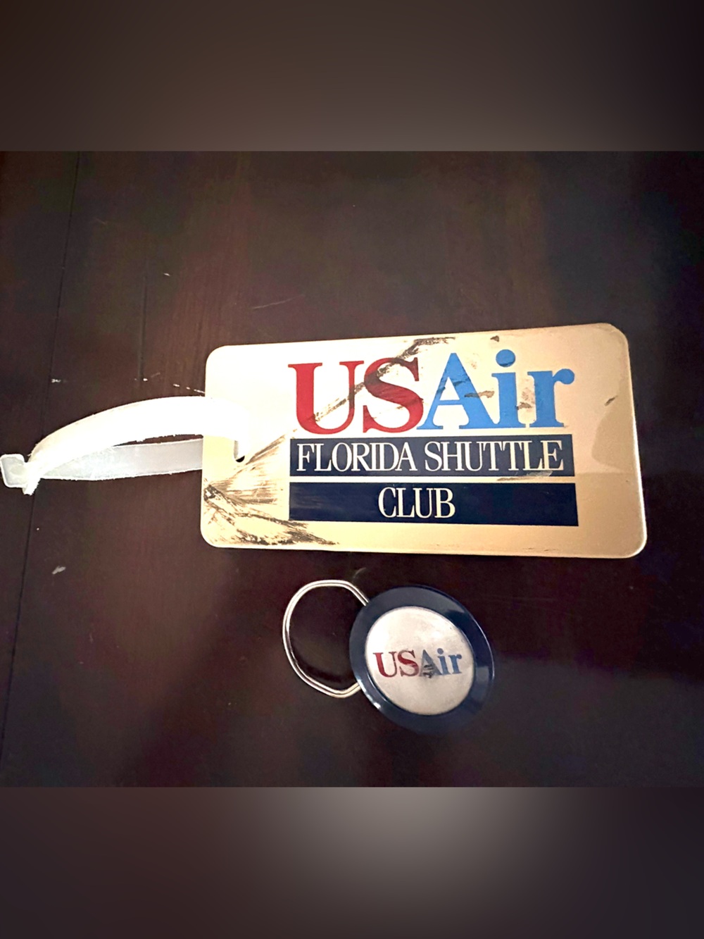 Set of Vintage USAir Florida Shuttle Club Luggage Tag and Keychain